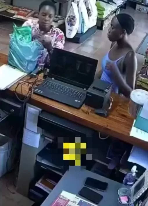 'Person serious girlfriend' - Moment CCTV catches lady stealing phone at a store