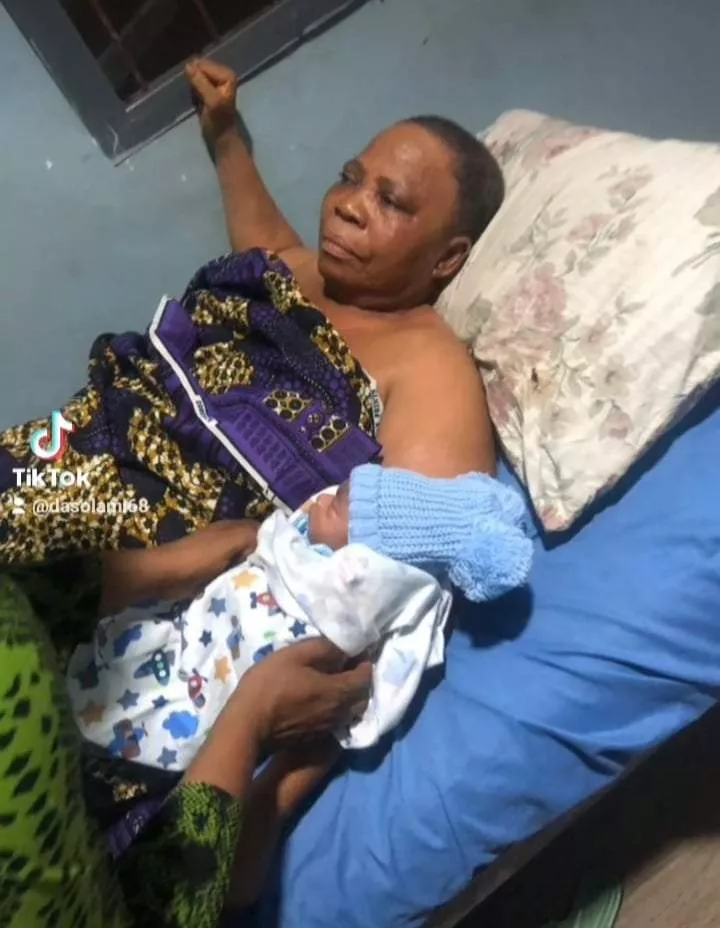 Elderly woman gives birth after many years of childlessness