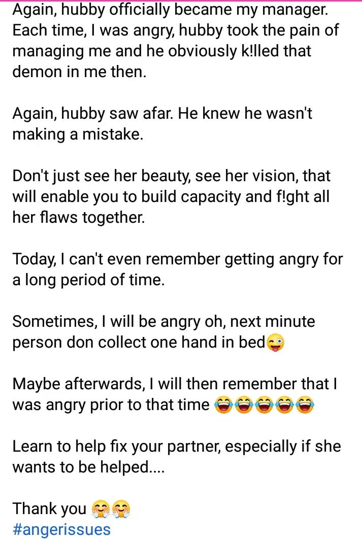 'My ex-boyfriends didn't marry me due to my terrible anger issue' - Nigerian woman says, advises fellow ladies