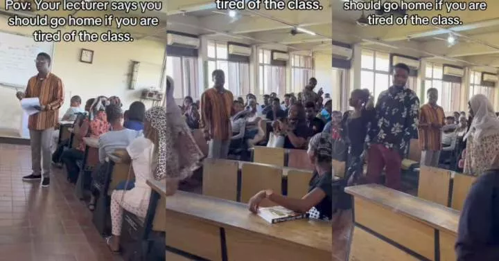 "He said if we're tired we should go home" - Students storm out of class, leaves lecturer in shock