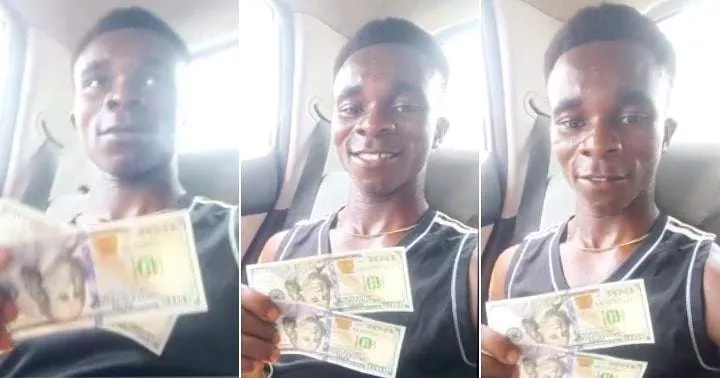 Man's reaction trends after seeing and holding dollars for the first time