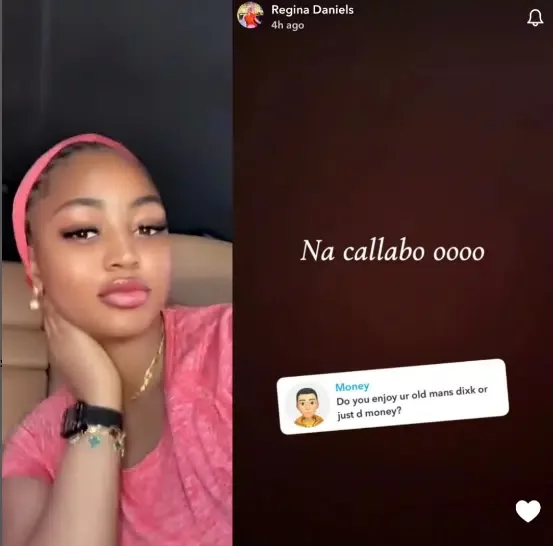 Regina Daniels reacts as she's asked if she enjoys husband's cash or time with him in 'other room'