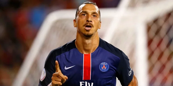 Zlatan Ibrahimovic celebrates.