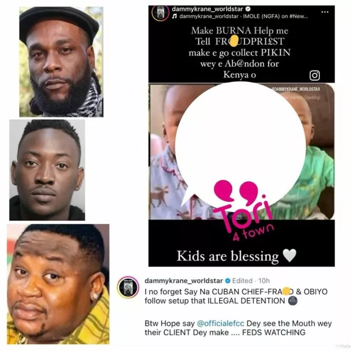 Dammy Krane reminds Cubana Chief Priest about abandoned son amidst online brawl