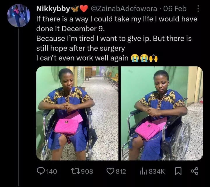 Lady passes away from ear problem weeks after surgery left her in wheelchair despite spending ₦2m