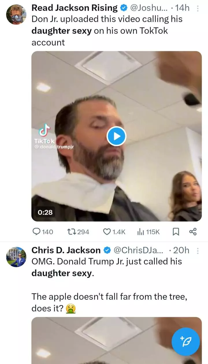 Donald Trump Jr. receives heat for calling his 17-year-old daughter s**y (video)