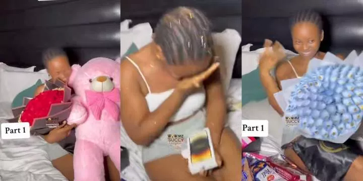 Nigerian lady gets iPhone 14 Pro Max, money bouquet, Brazilian wig, etc., for accepting to be a man's girlfriend