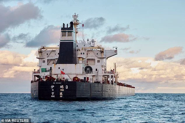 The Chinese Yi Peng 3 ship in the Baltic Sea last week which sailed over both fibre-optic cables - linking Finland to Germany and Sweden to Lithuania - around the time they were cut