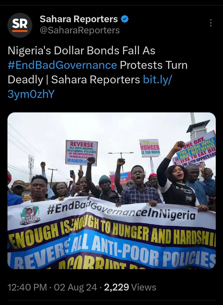 Today's Headlines: Nigeria's Dollar Bonds Falls As Protests Turn Deadly, Kano Police Arrests 269