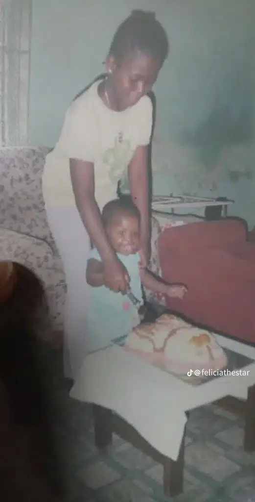 Nigerian lady recreates childhood birthday photo with mother at 21