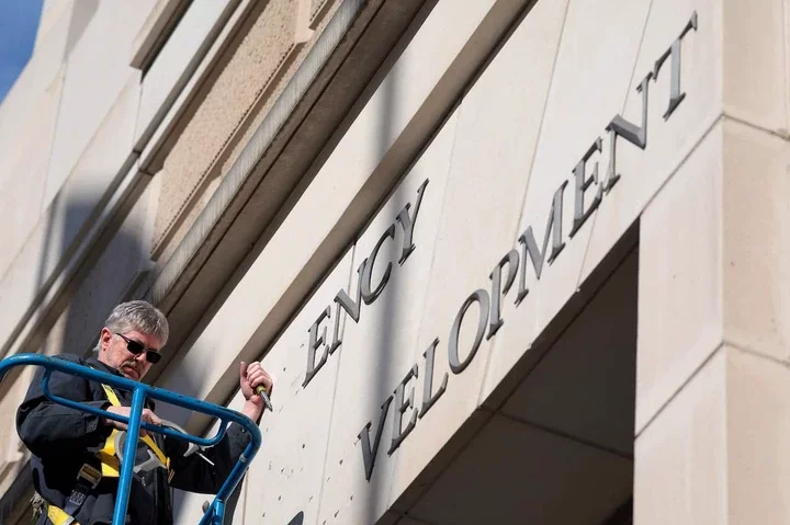 USAID Signage Is Covered Up At Their Washington Headquarters