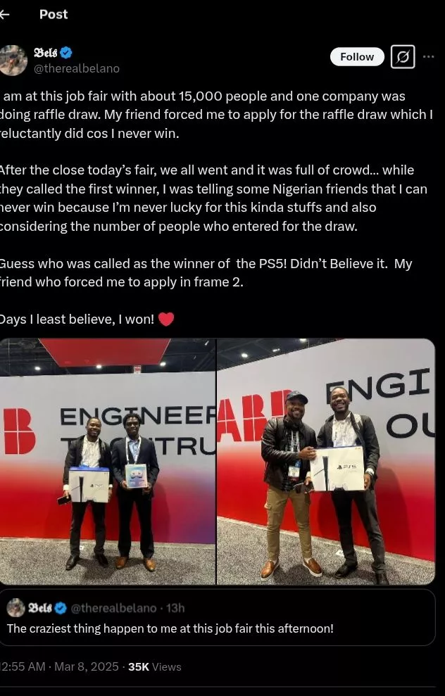 Man wins PS5, beats 15,000 others after friend forces him to partake in job fair raffle