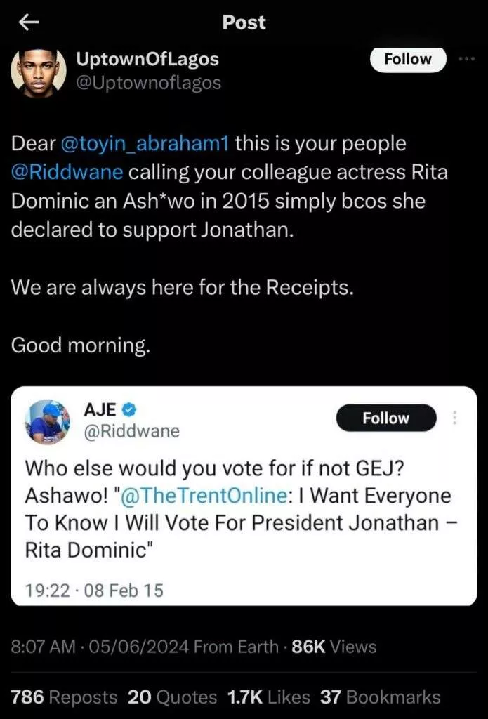 Rita Dominic shares cryptic note as old post from APC staff bullying her over President Jonathan emerges