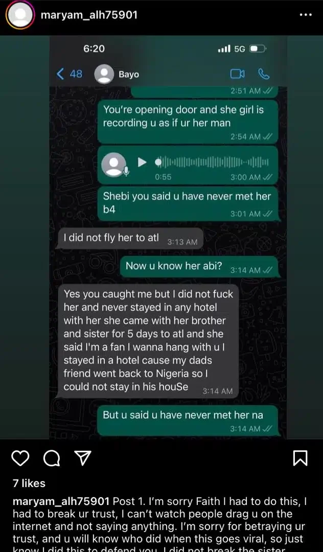 'I get pikin for outside?' - Davido's cousin, B-Red shades him in alleged leaked chat with wife, Faith