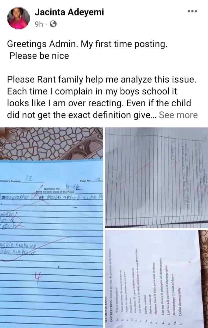 'This is not the first time' - Nigerian mother calls out son's teacher over tough marking scheme