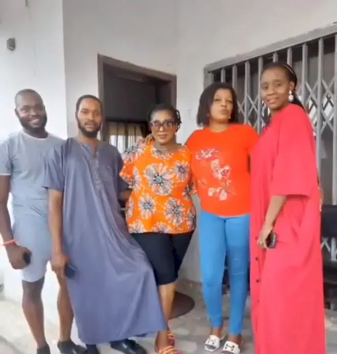 Reactions as actress Rita Edochie shows off her four children