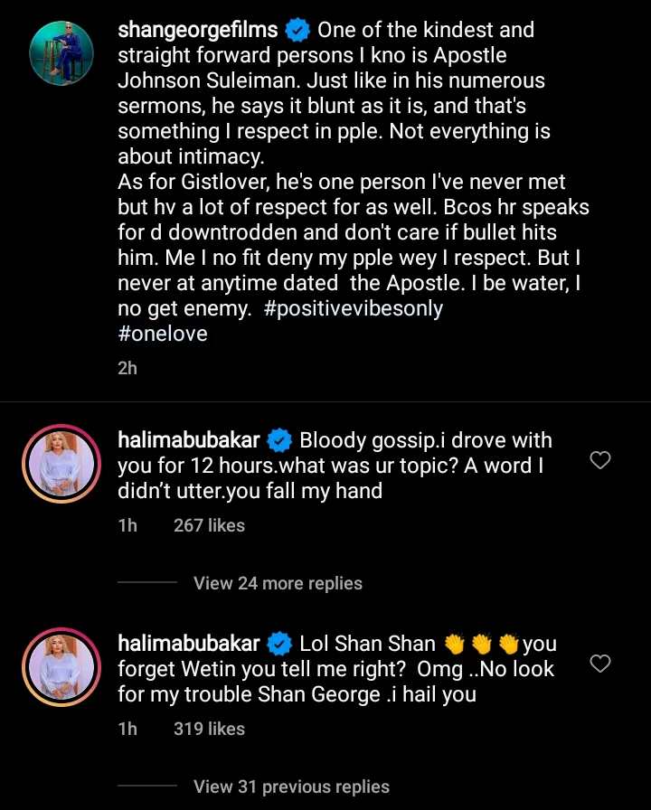 'My secret is out, I'm ready for you all' - Halima Abubakar blasts Shan George over her post about Apostle Suleiman