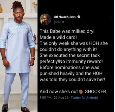 #BBNaija: 'She was milked dry, yet couldn't be saved' - Uti Nwachukwu sympathizes with Maria