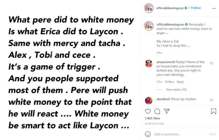 BBNaija: 'Pere didn't bully Whitemoney, he confronted him' - Blessing Okoro speaks