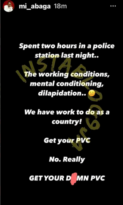 'Get your PVC' - Rapper, MI Abaga blows hot after spending hours in Police station