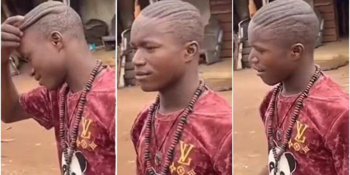 'The guy don tey for the business' - Street hawker leaves many in awe over strange scalp -VIDEO