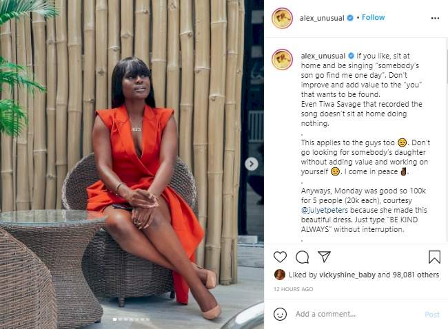 'Improve on yourself before somebody's son go find you' - Alex Unusual