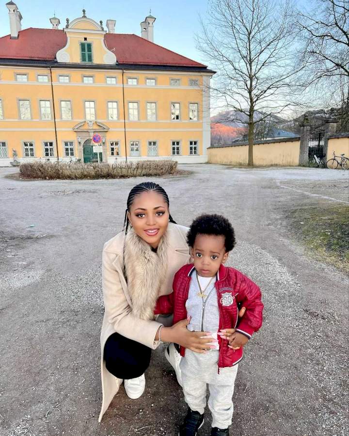 Regina Daniels drops cute pictures of herself and son, Munir as they visit Austria (Photos)