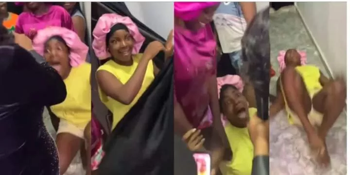 Lady rolls on floor as her favorite gospel singer shows up on her birthday despite being heavily pregnant (Video)