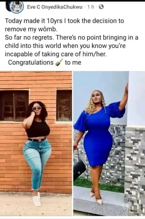 Lady celebrates 10-years of removing her womb