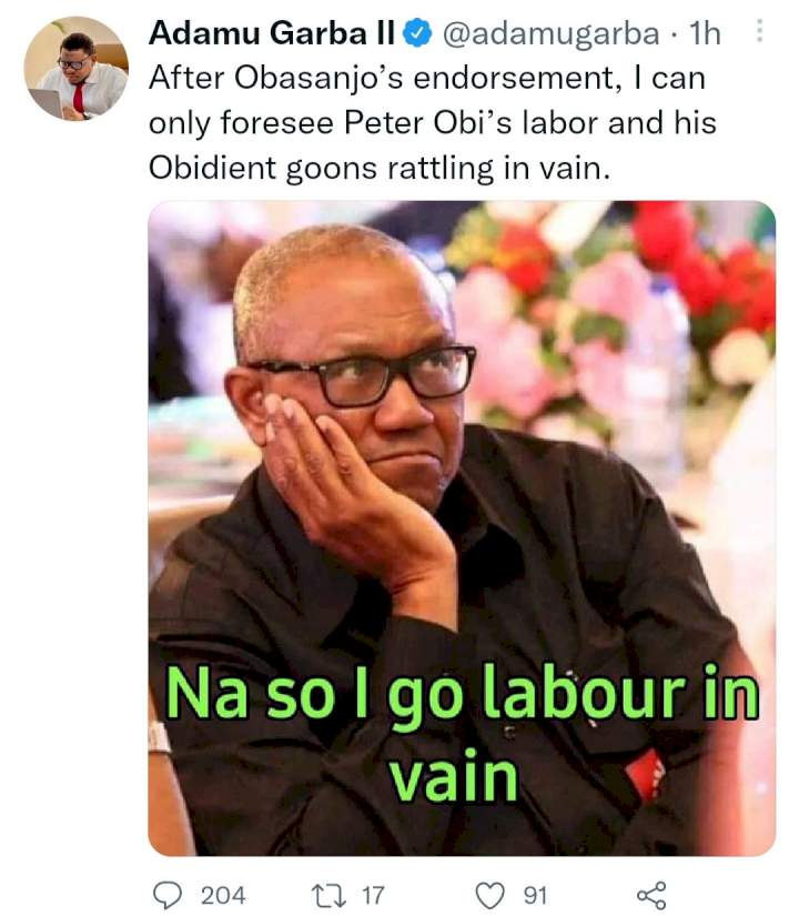 'Obasanjo is desperately envious of Tinubu