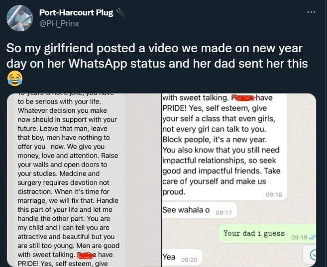 Father pens advice to 19-year-old daughter after flaunting her boyfriend