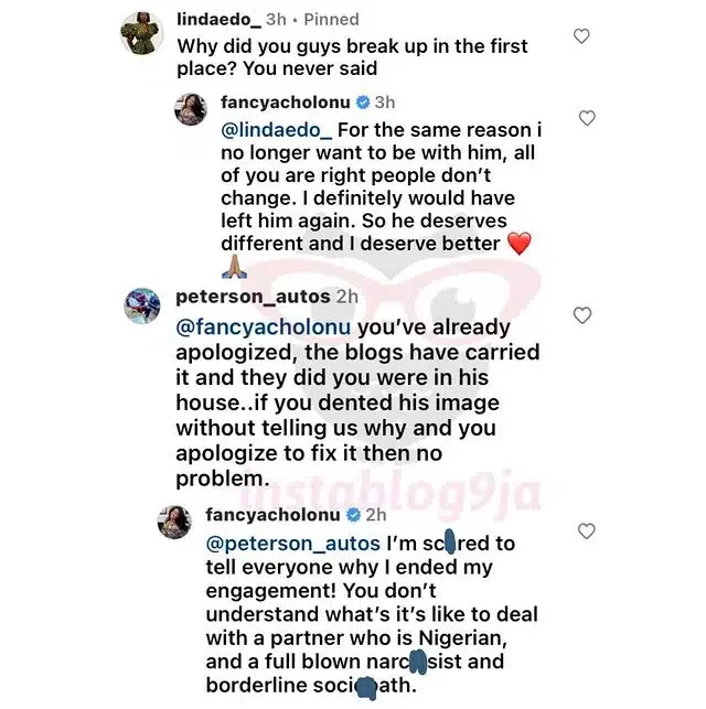 'Nigerians will judge Alexx too much if I reveal what he did to me' - Fancy Acholonu says as she continues to explain reason for faux reconciliation