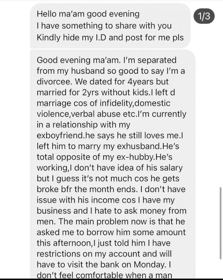 'I hate when a man demands money from me' - Woman cries out after divorcing husband to date ex-boyfriend