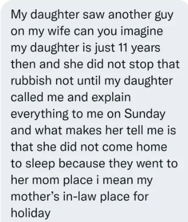 'I found out from my 14-year-old daughter that my wife has been cheating on me for 3 years' - Man bursts into tears; seeks advice