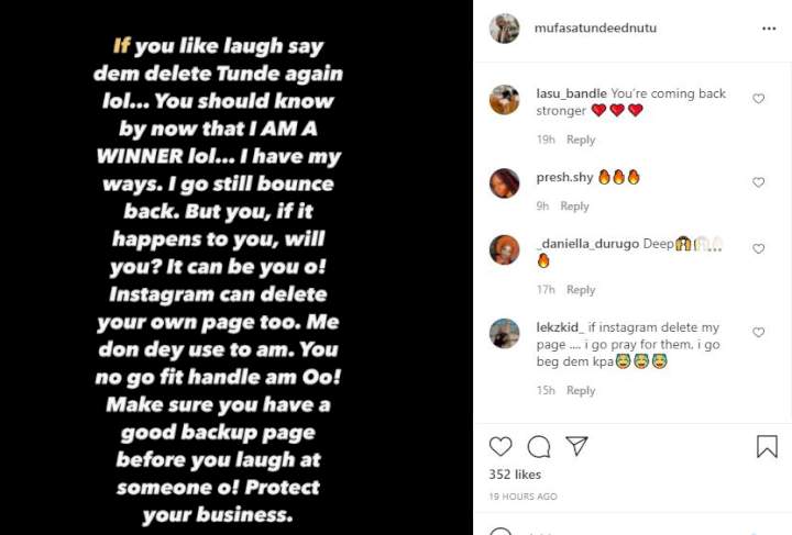 'Mock me all you want, I will bounce back' - Tunde Ednut reacts following Instagram suspension