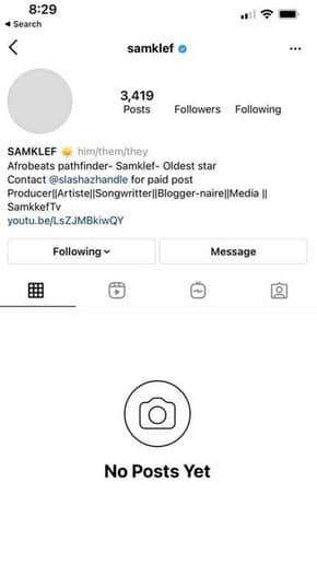 Music producer, Samklef loses Instagram account