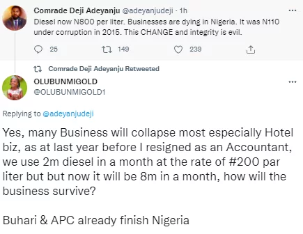 '' We are mentally drained. exhausted'' - Nigerians lament as price of diesel skyrocket