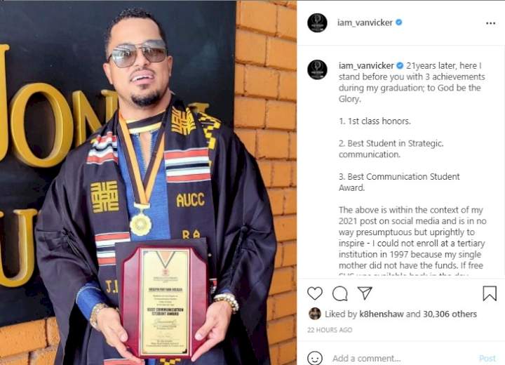 Actor Van Vicker finally graduates with first-class, 21 years after his mates got admission