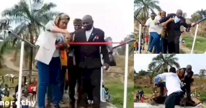 African Politicians are the same everywhere - Reactions as Bridge collapses with officials on it while being commissioned in South Africa (video)