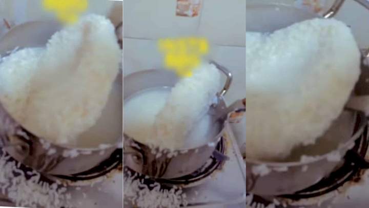 "Shay na rice be this abi na shovel" - Man laments over watery rice his serious girlfriend cooked (Video)