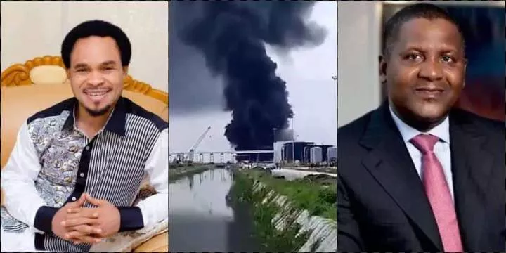 Pastor Odumeje recalls prophesy, blames refinery fire on Dangote's pride