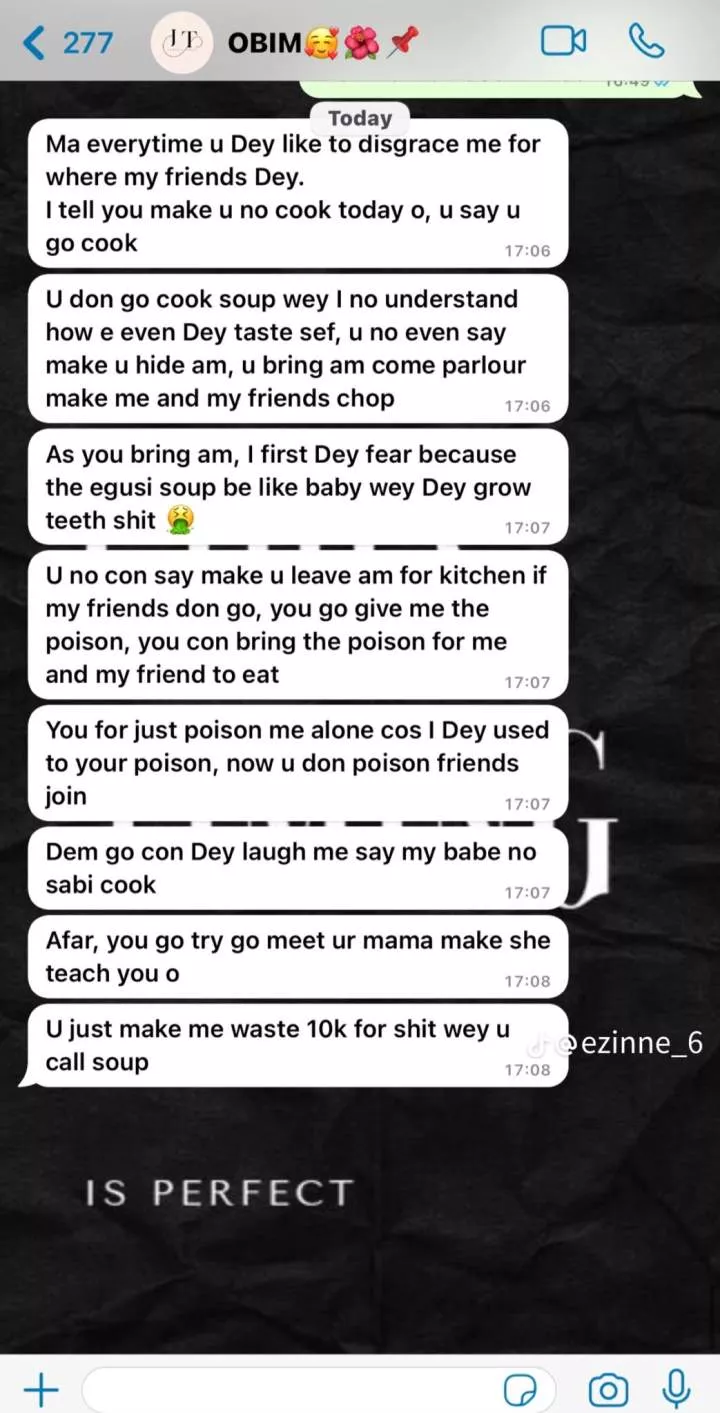 'You for just poison me alone because I dey used to am, you con bring am for my friends too ' - Man lambasts girlfriend over poorly cooked egusi