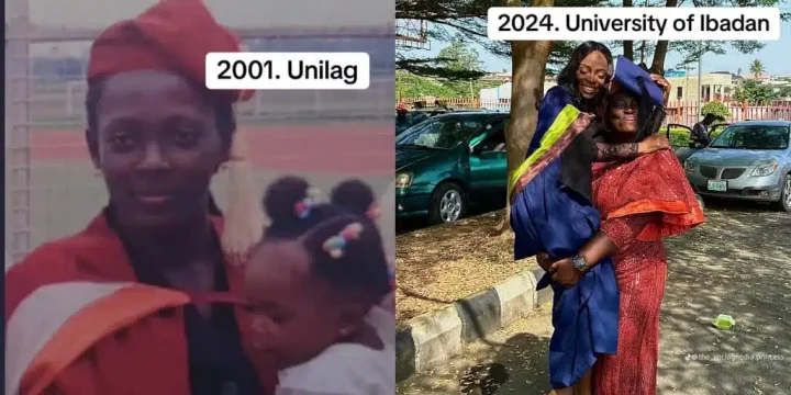 Daughter goes viral after recreating graduation photo with mother 23 years later