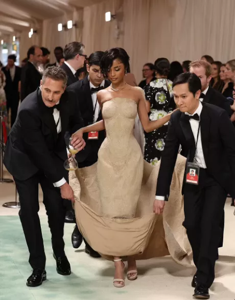 5 men carry Tyla up the stairs at Met Gala due to delicate dress (photos/video)