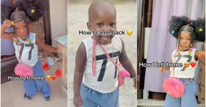 "From fine girl to fine boy" - Toddler returns home wigless after leaving home with well laid wig