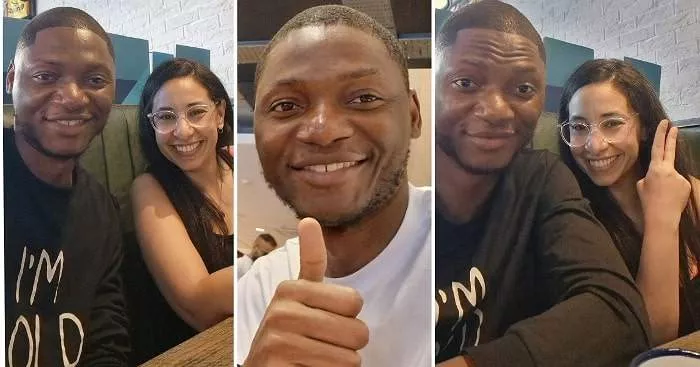 Man excited as pretty oyinbo lady takes him on date in UK