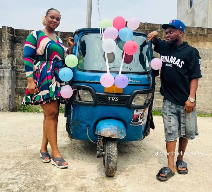 Nigerian man gives girlfriend fairly used tricycle as token of gratitude