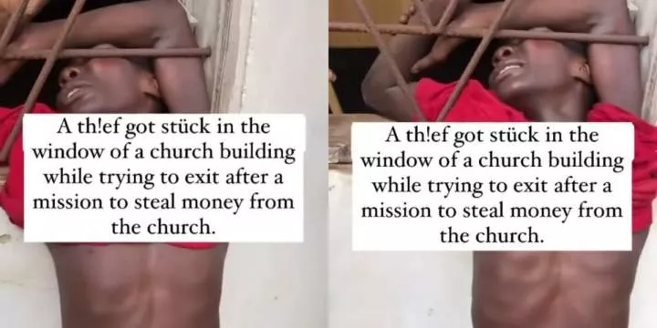 Man attempting to break into church to steal money gets stuck