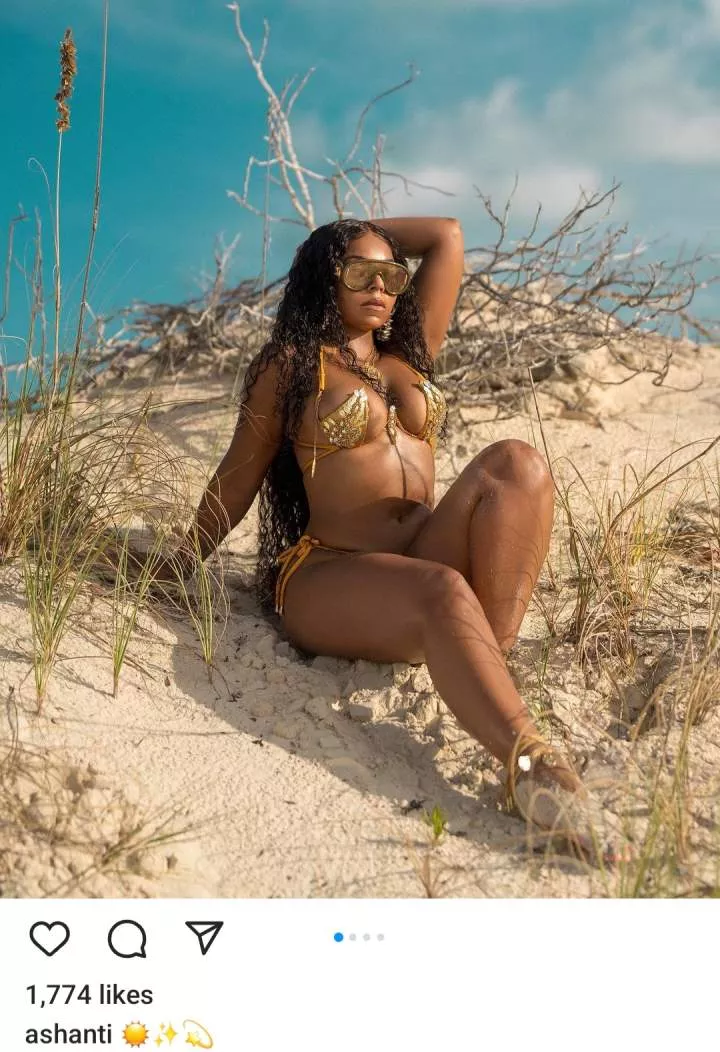 Ashanti shows hint of tiny baby bump after photo of her flat tummy raised questions