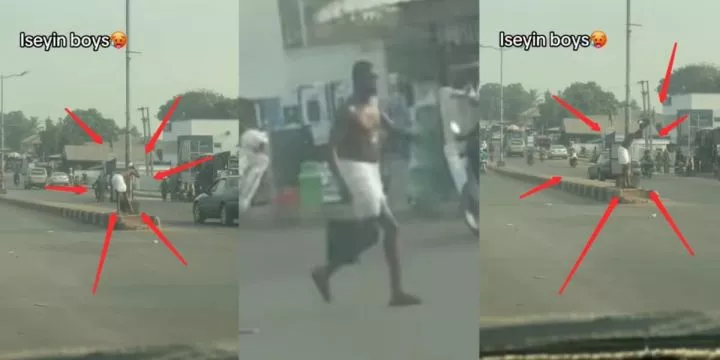 Outrage as man bathes in the middle of public road